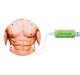Подключите кардиофлешку к смартфону, а электроды закрепите на теле (кликните по фото для увеличения)